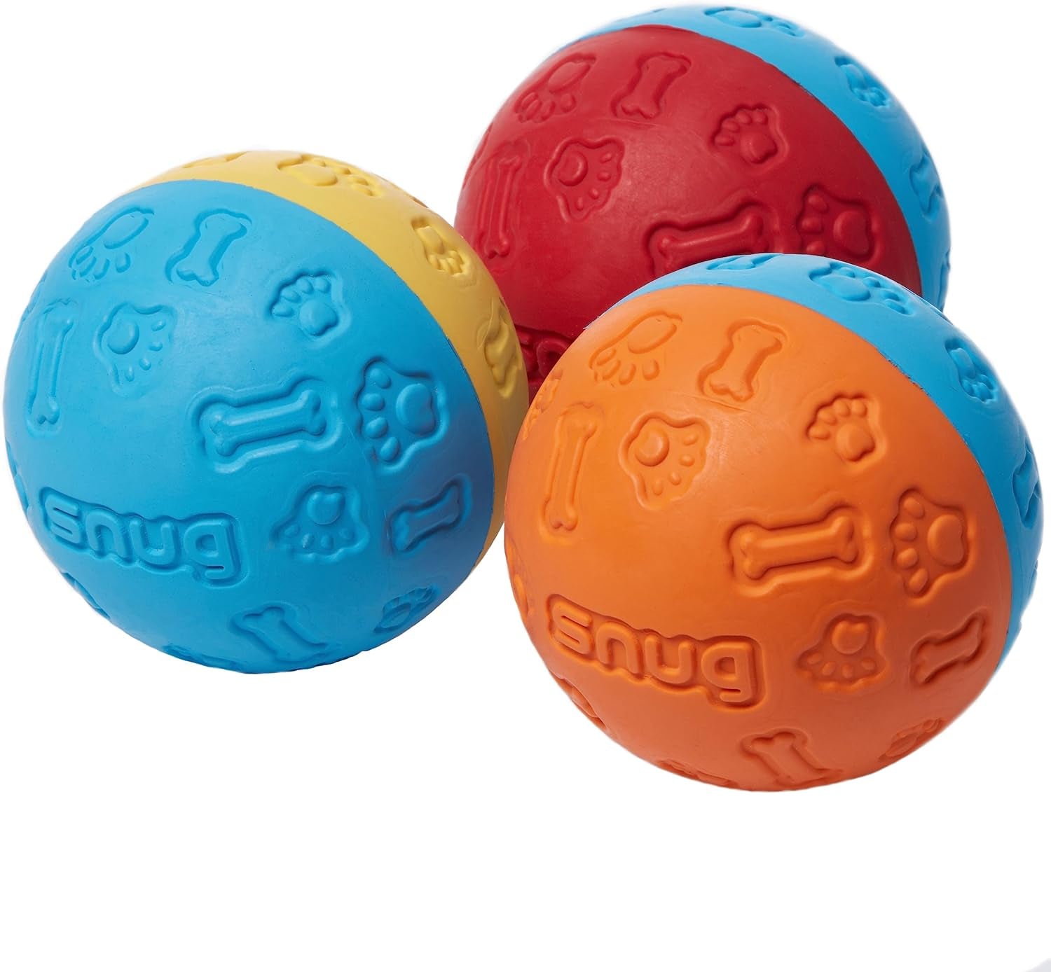 Rubber Dog Balls for Small and Medium Dogs - Tennis Ball Size - Virtually Indestructible (3 Pack - Original)