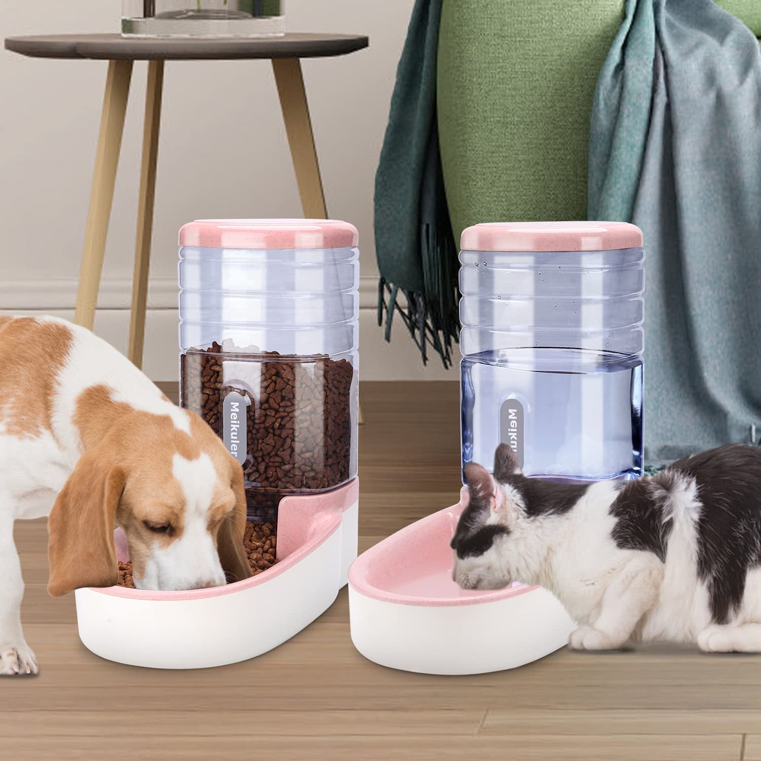 Pets Auto Feeder 3.8L,Food Feeder and Water Dispenser Set for Small & Big Dogs Cats and Pets Animals (Pink)