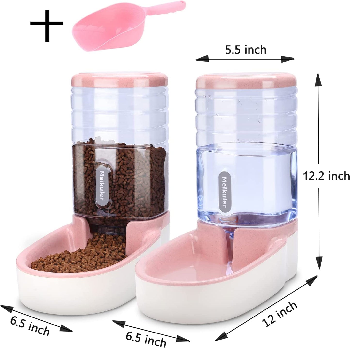 Pets Auto Feeder 3.8L,Food Feeder and Water Dispenser Set for Small & Big Dogs Cats and Pets Animals (Pink)