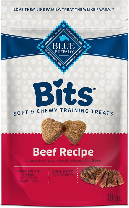 Bits Soft Dog Treats for Training, Made with Natural Ingredients & Enhanced with DHA, Beef Recipe, 19-Oz Bag