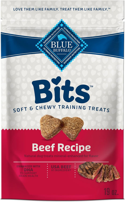 Bits Soft Dog Treats for Training, Made with Natural Ingredients & Enhanced with DHA, Beef Recipe, 19-Oz Bag