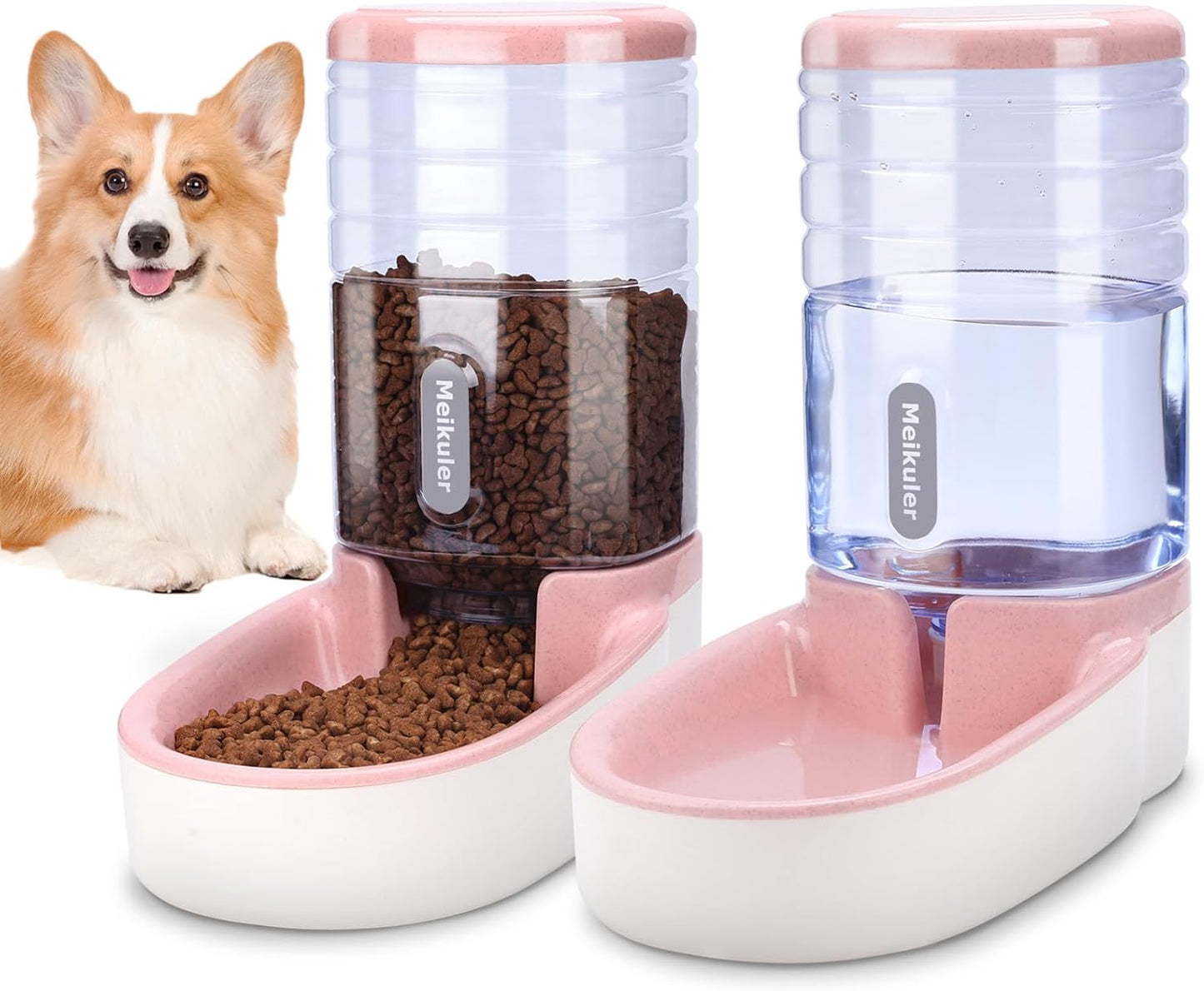 Pets Auto Feeder 3.8L,Food Feeder and Water Dispenser Set for Small & Big Dogs Cats and Pets Animals (Pink)